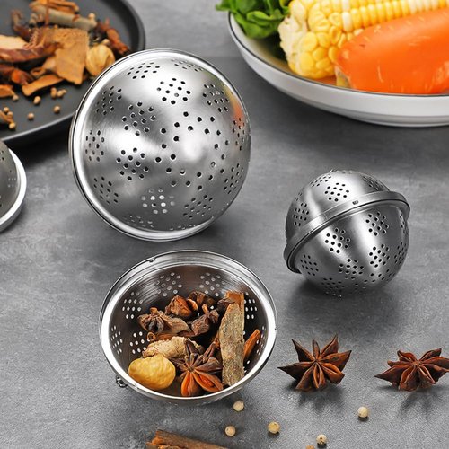 Spice Ball Extra Large for Cooking, Tea Infuser, Stainless Steel Tea Ball Strainer Spice Infuser, Soup Seasonings Seperation Basket with Extended Chain Hook for Brewing Tea Spices Seasonings