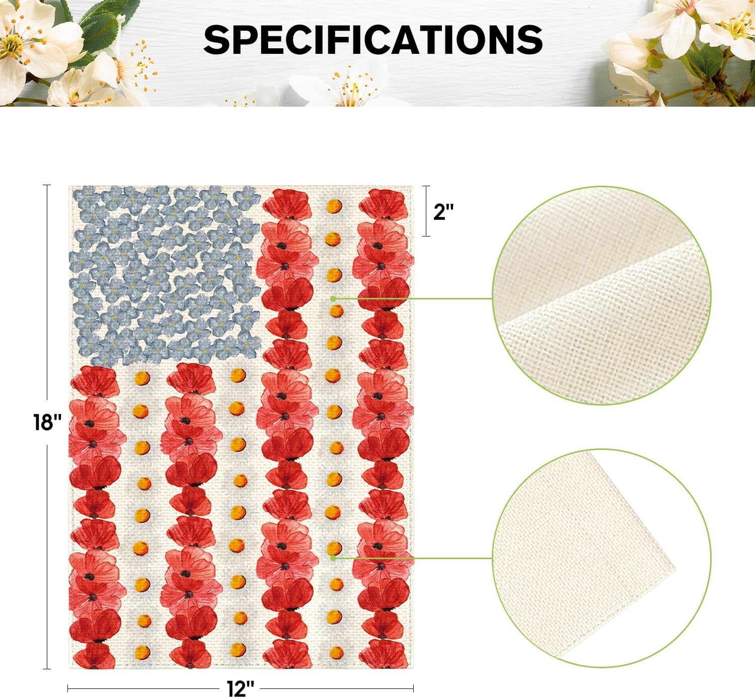 AVOIN Colorlife Myosotis Poppy Garden Flag - 12x18 Inch Double-Sided Patriotic Outdoor Decoration