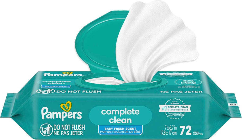 Pampers Baby Wipes - Complete Clean Fresh Scented Wipes for Gentle Head-to-Toe Care | 72 Count