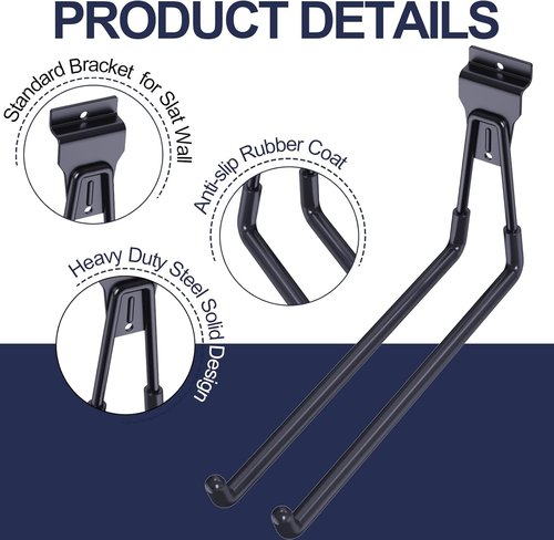Heavy Duty Slatwall Hooks - 11 Inch Black Garage Accessories | 4 Pack for Secure Hanging