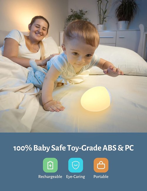 JolyWell Night Light - Rechargeable Kids' Night Light with 7 Color Modes & Dimming | BPA Free, Touch Control