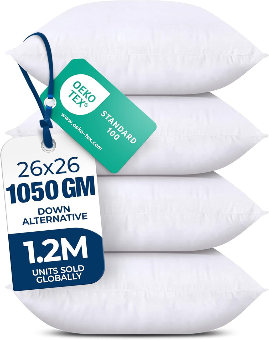 Utopia Bedding Throw Pillow Inserts - Pack of 4 White Decorative Pillows | 26 x 26 Inches for Bed & Couch