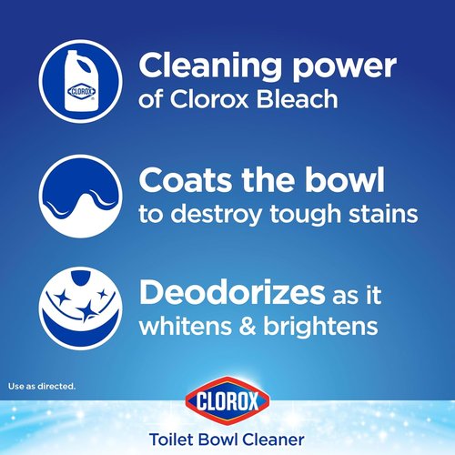 Clorox Toilet Bowl Cleaner with Bleach - Powerful Stain Removal | 24 Ounces, Pack of 4