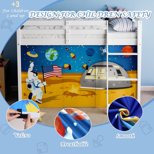 YRDKB Astronaut Bunk Bed - Curtains Premium and Customizable Cartoon Loft Bed Curtains for Children to Enhance The Imaginative Creation Bedroom Curtains(3PCS,Twins)