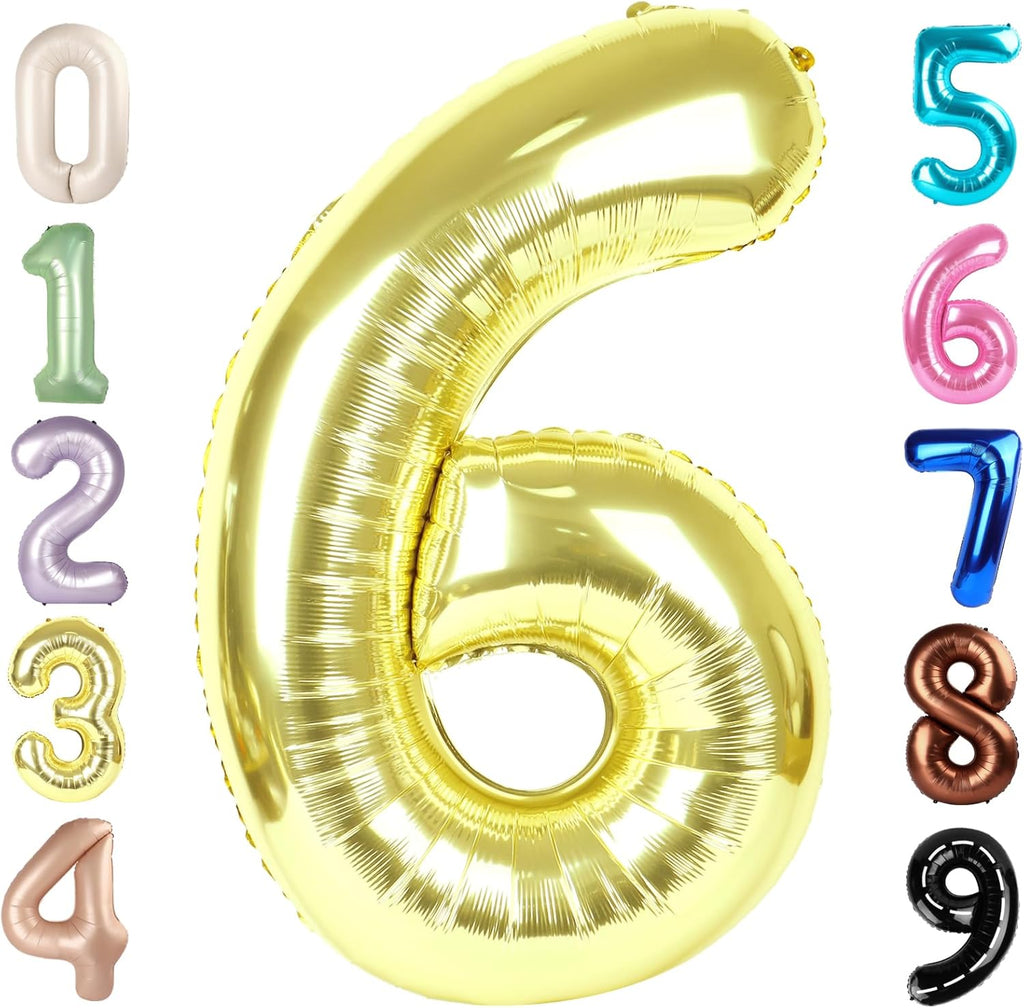 Number 6 Balloon - 40 Inch Light Gold Birthday Decoration for Boys & Girls | Perfect for 6th Birthday Celebrations