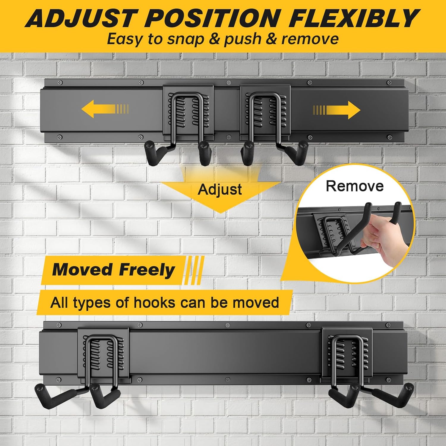 UUP 32-Inch Garage Storage | Heavy-Duty Wall Mount Garden Tool Organizer with Adjustable Hooks