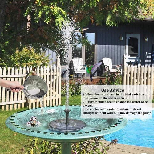 LAWOHO Solar Fountain Pump - 1.5W Upgraded Submersible Water Fountain Kit for Bird Baths & Gardens