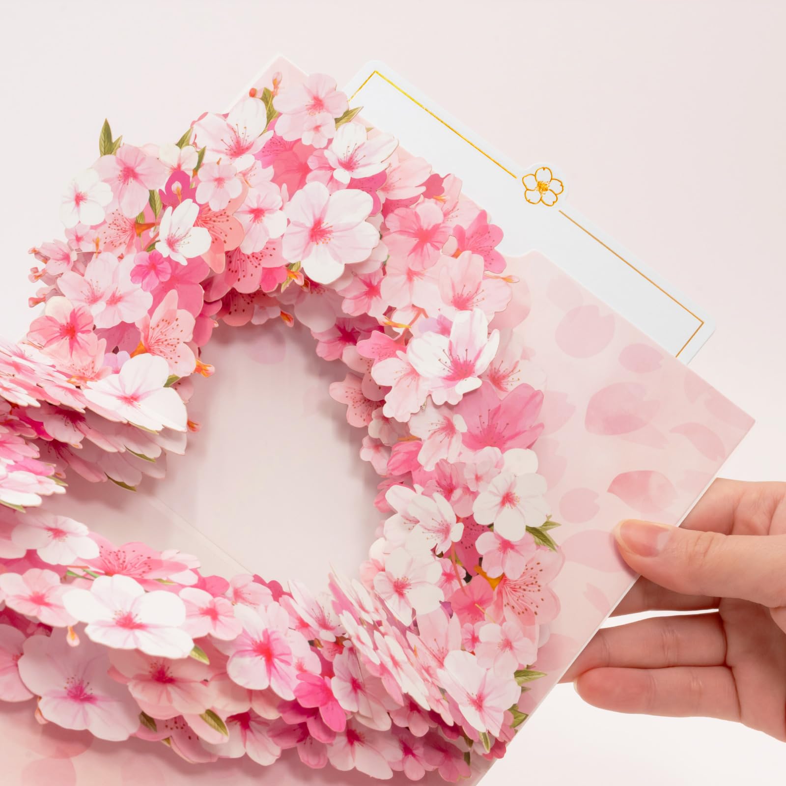 HIBINO 3D Pop-Up Sakura Heart Card | With Slide-Out Message Note | Handcrafted Floral Design | Perfect for Mother's Day, Anniversaries, Birthdays, Weddings, Valentine’s Day, and More | Designed in Japan
