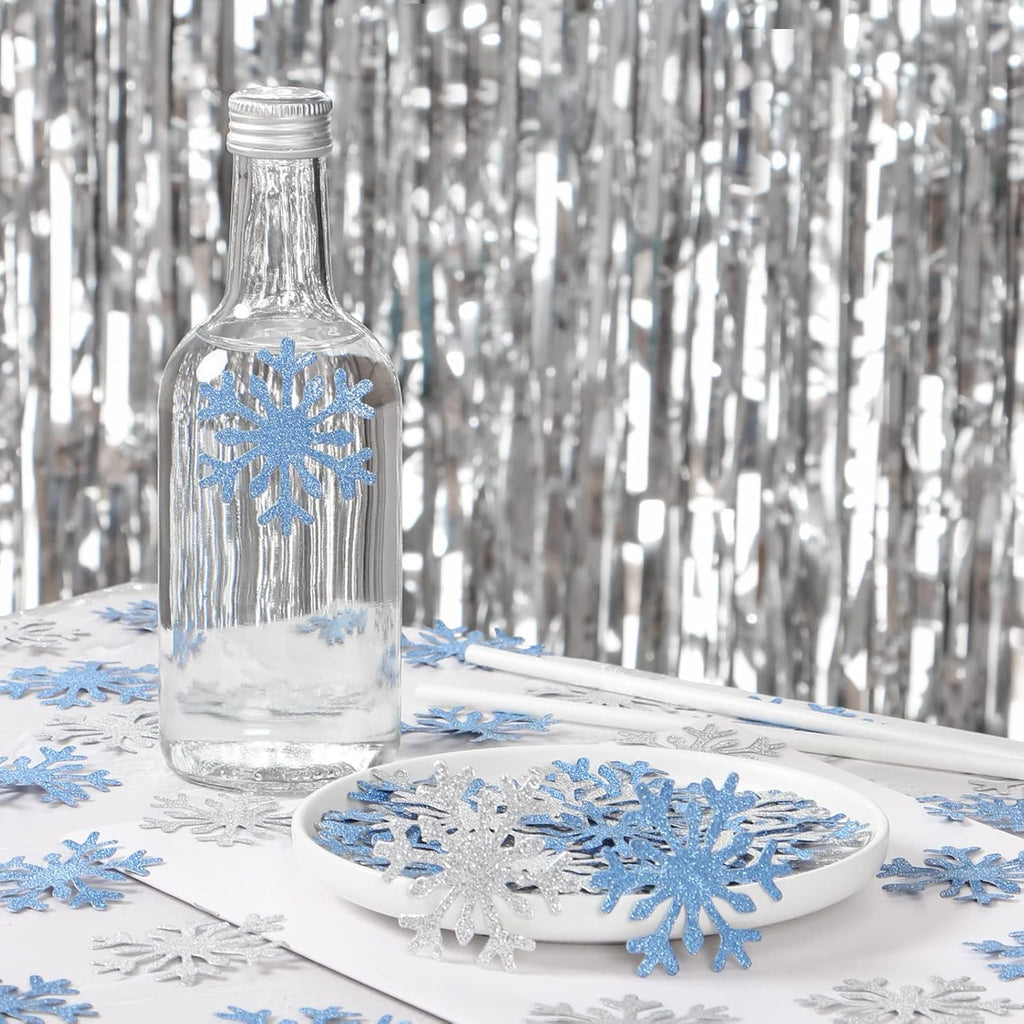 Snowflake | Snow-White Party Decorations - 100pcs Glitter Paper Confetti for Winter Wonderland Events
