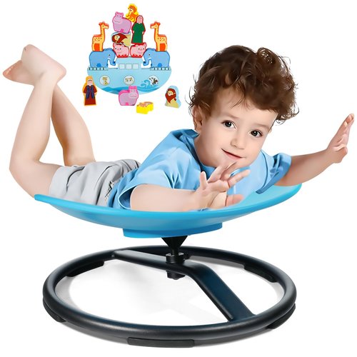 FOKOL 2026 New Upgraded Kids Sensory Swivel Chair, Autism Spinning Chair for Body Coordination Training, Autism Sensory Chairs for Autistic and ADHD Kids, Spin Seat, Non-Slip Metal Base(Blue)