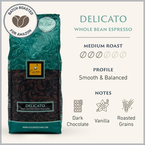 Filicori Zecchini Espresso Beans - Medium Roast Arabica & Robusta Blend | Low Acidity, Rich Flavor - 2.2lb Bag
