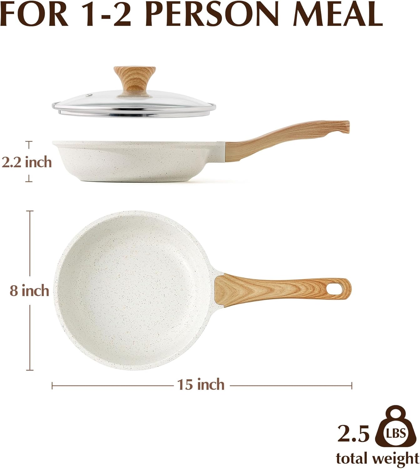 SENSARTE Nonstick Ceramic Frying Pan - Induction Compatible Chef's Skillet with Lid | 8-12.5 Inch Sizes, PFAS-Free