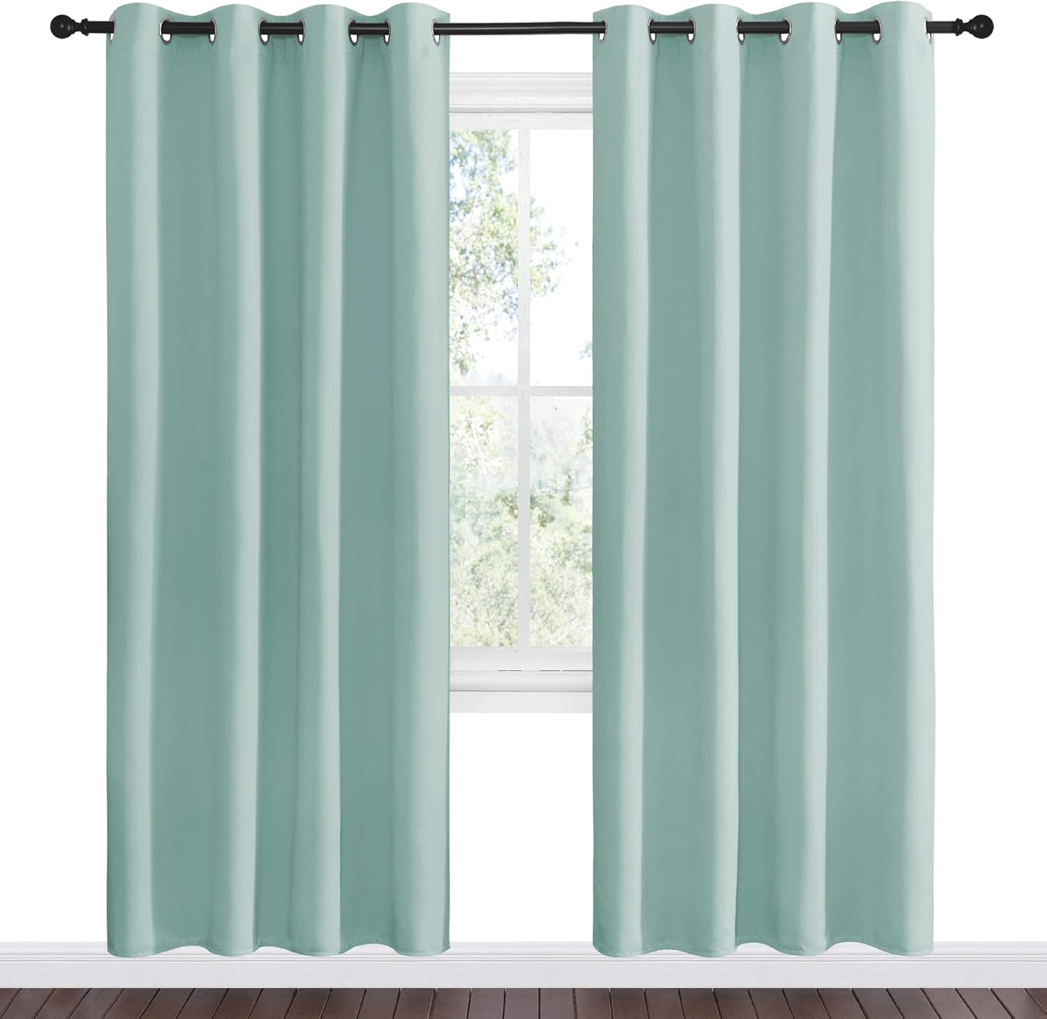 NICETOWN Aqua Blue Blackout Curtains - Sound Reducing & Heat Blocking | 55" Wide x 78" Long, 2 Panels