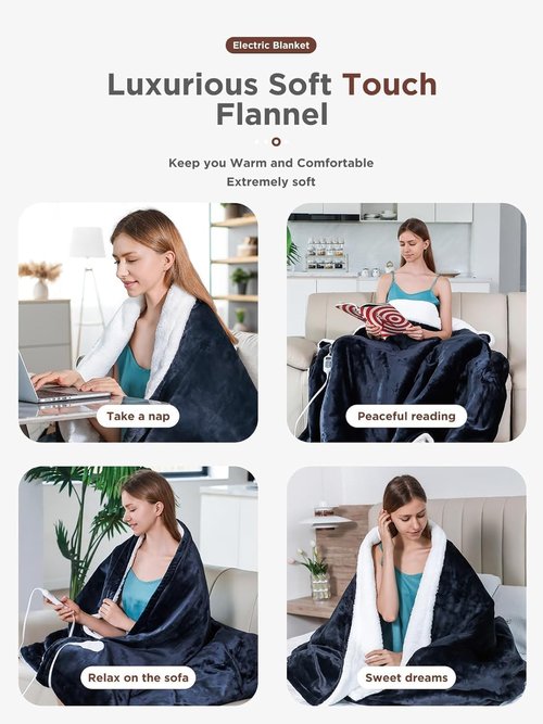 Heated Blanket,Soft Flannel Heated Throw Blanket,Fast Heating Electric Throw Blanket with 8 Heating Levels,9 Hours Auto Shut Off,Home Sleep Electric Blanket Throw, A Thoughtful Gift for Elders