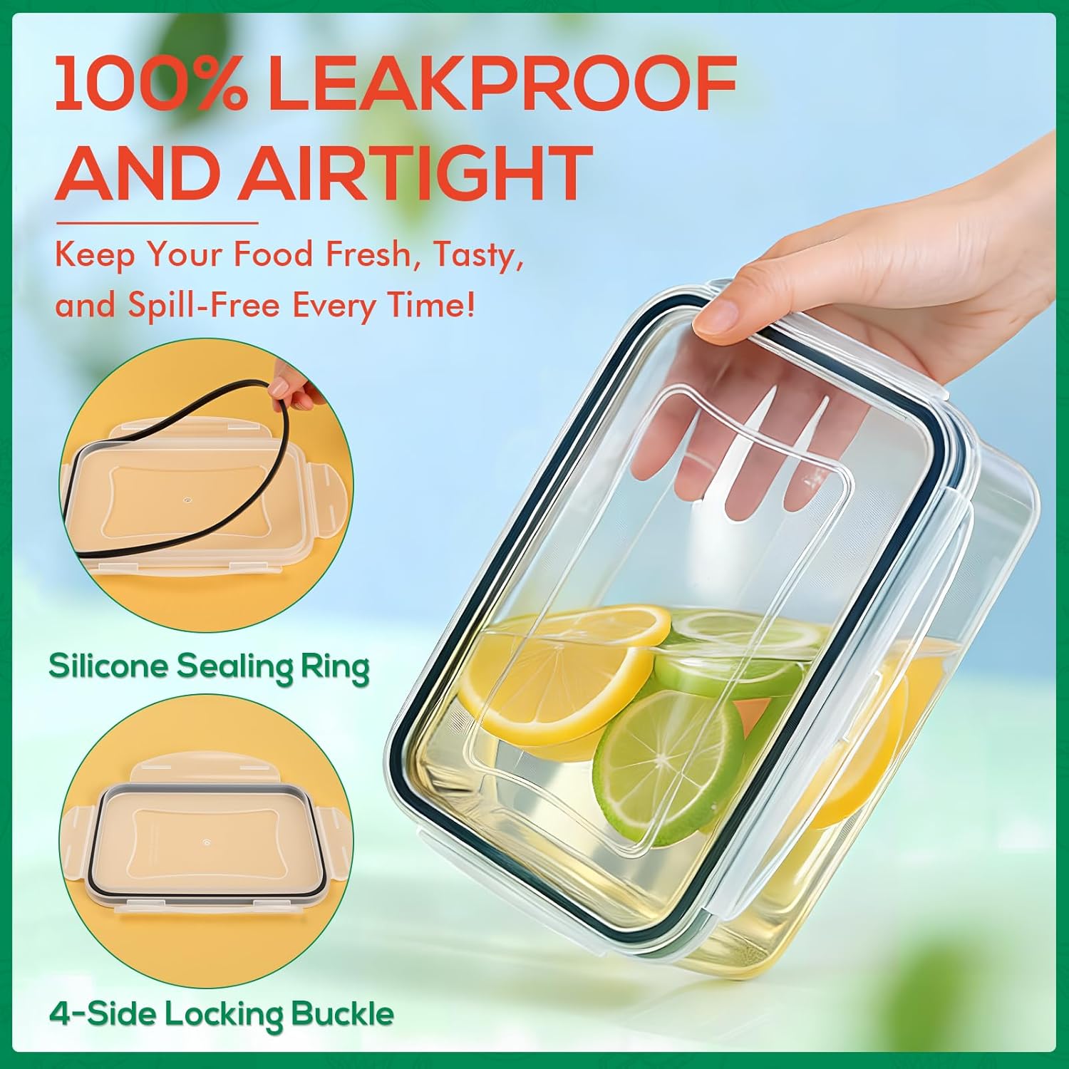 Skiennix 6 Pack Large Food Storage Containers - BPA-Free, Airtight & Leakproof, 85oz/50oz/34oz Sizes
