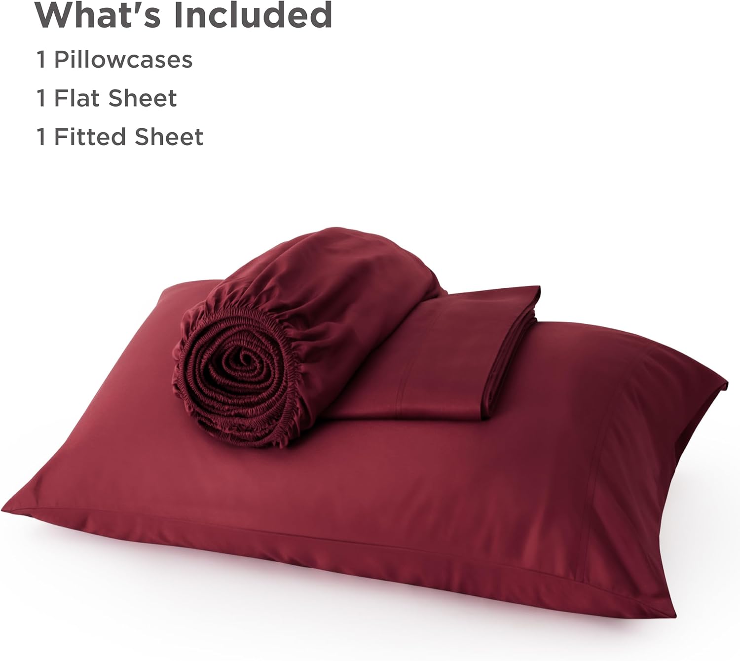 Bedsure Cooling Twin Sheets - Breathable Rayon from Bamboo, Soft & Silky, Deep Pocket Up to 16 Inches, Burgundy