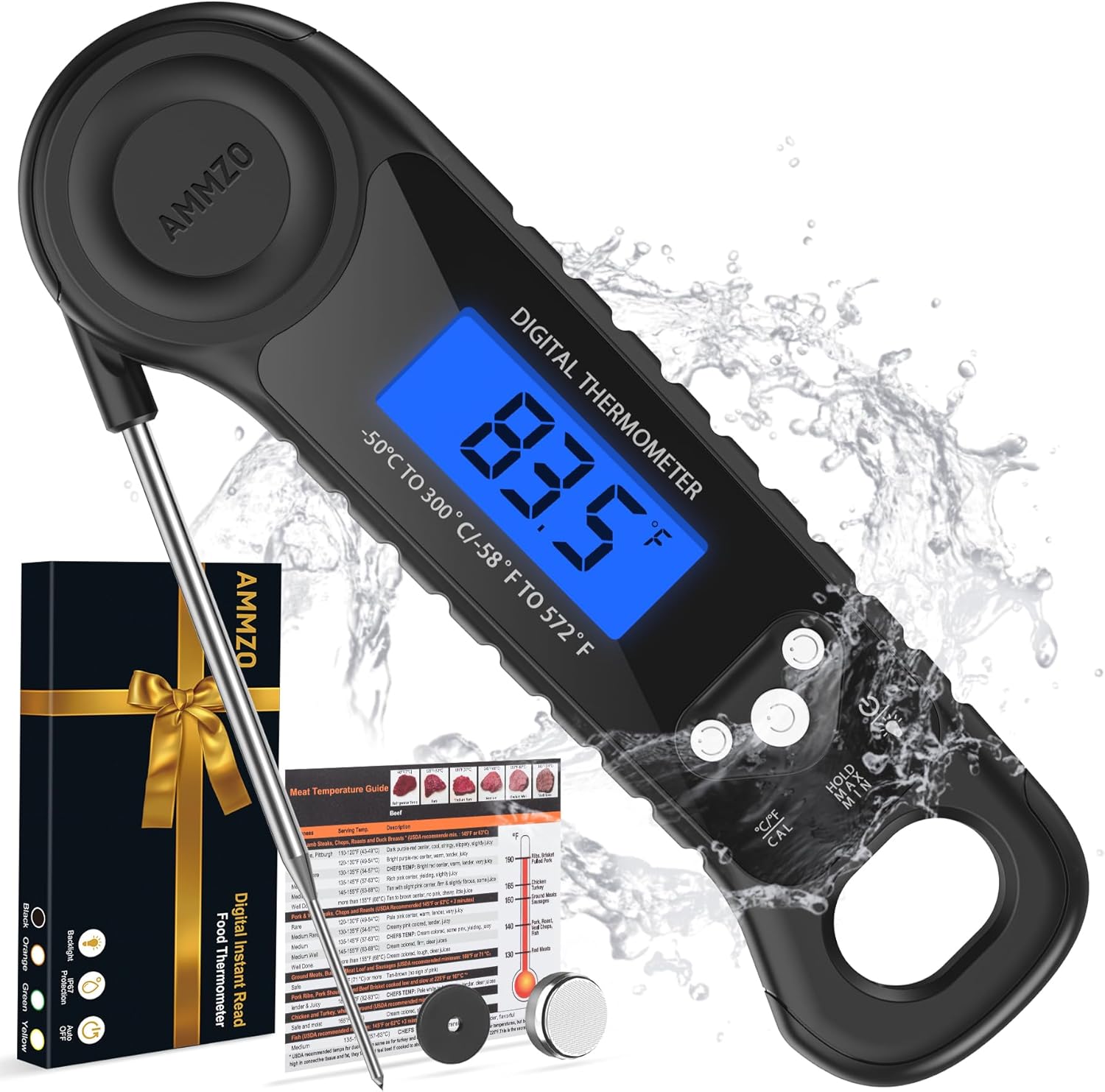 AMMZO Digital Meat Thermometer - Instant Read Cooking & Grilling Tool | Perfect Kitchen Gadget for All Chefs