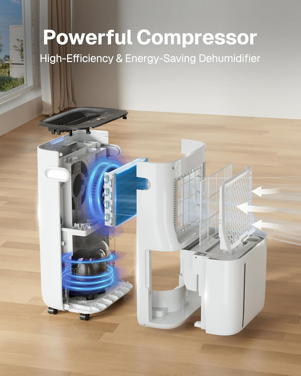 Skiennix 4500 Sq.Ft Dehumidifier - Smart Humidity Control | 80 Pint/Day with Drain Hose & 1.71 Gallon Tank