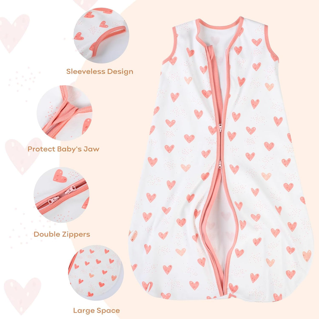 Yoofoss Baby Sleep Sack - 100% Organic Cotton Wearable Blanket | 2-Way Zipper, 0.5 TOG, 12-18 Months