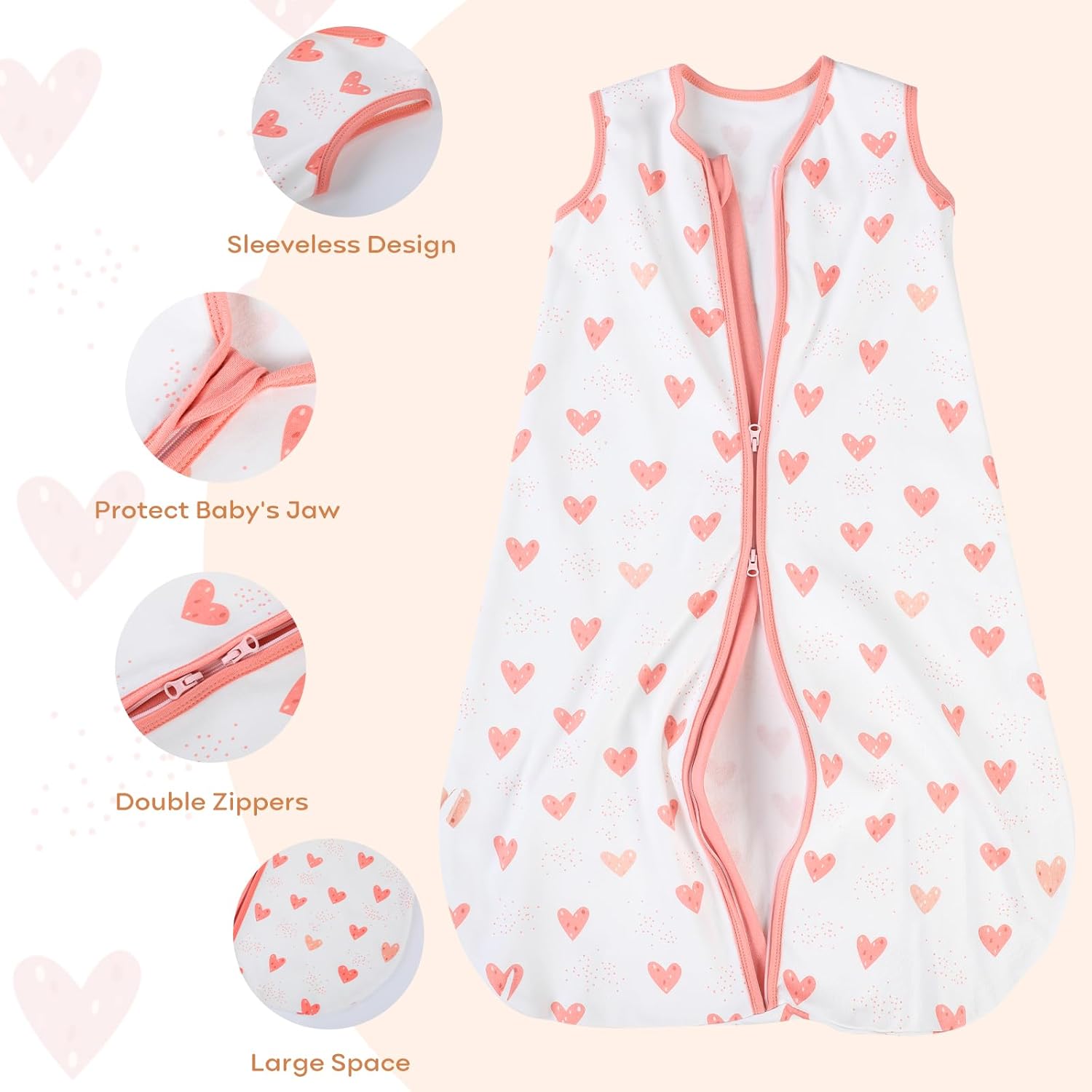 Yoofoss Baby Sleep Sack - 100% Organic Cotton Wearable Blanket for 18-24 Months | Lightweight 2-Way Zipper