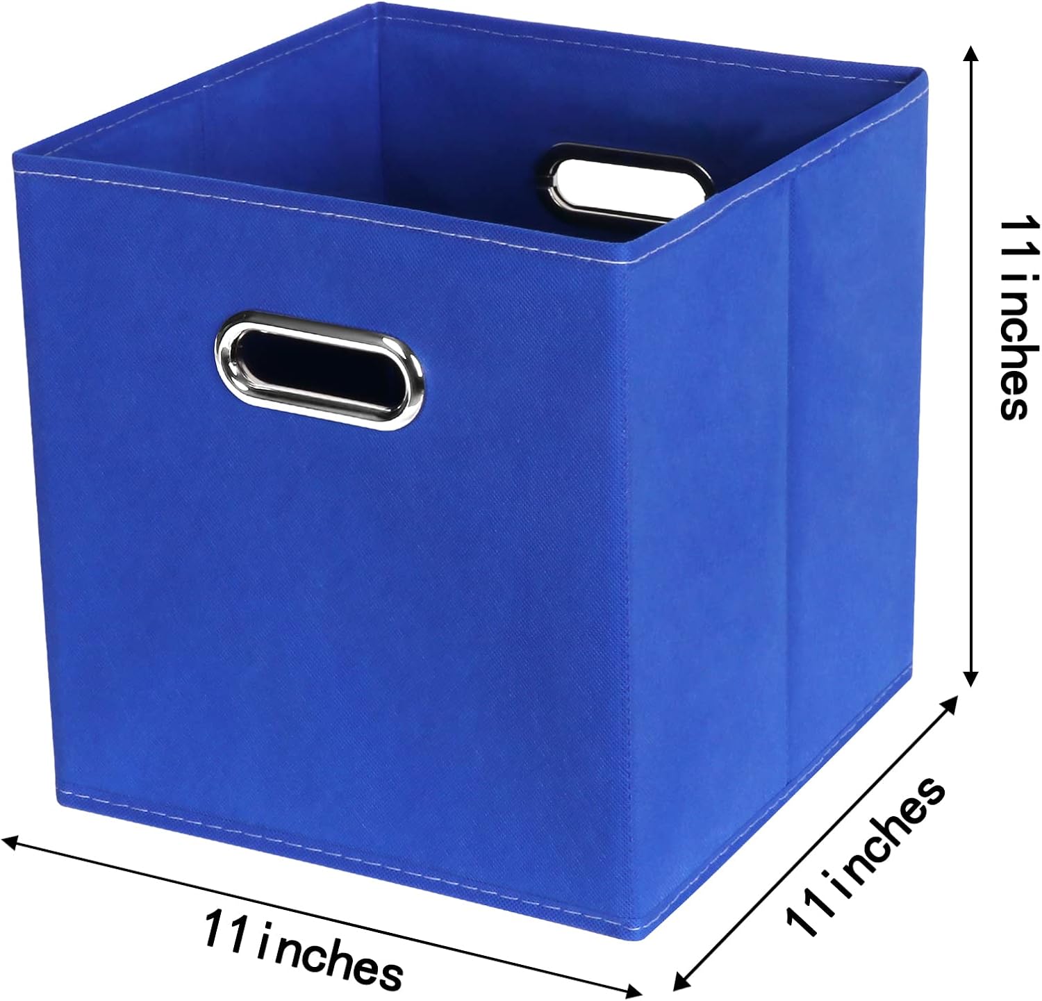 Skiennix Fabric Cube Storage Bins - Foldable Organizers with Dual Handles | Set of 6, Dark Blue