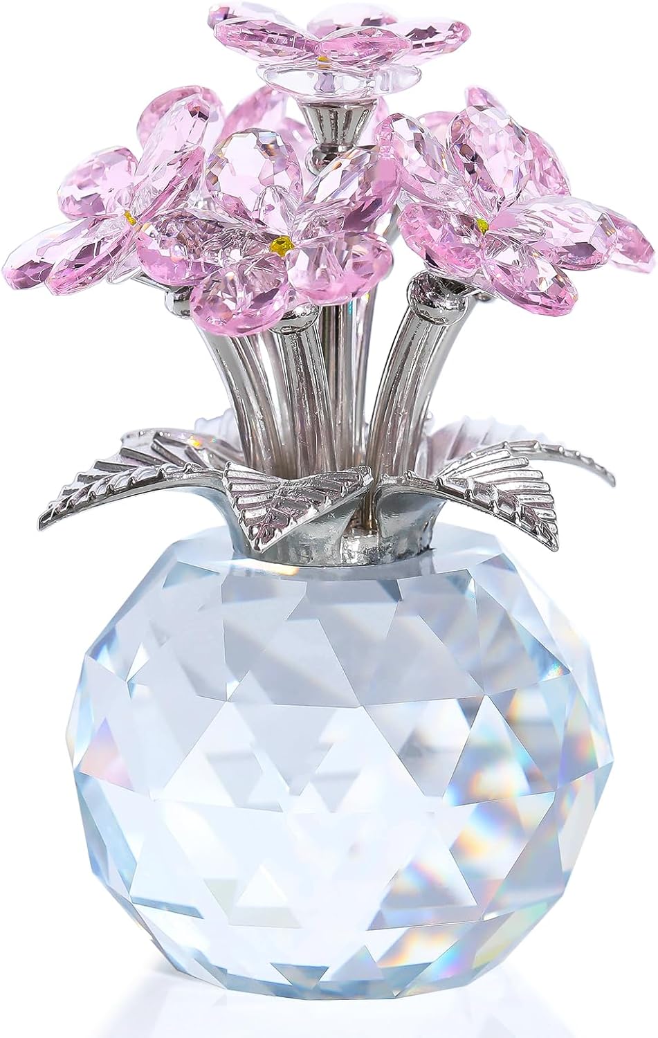 Ornalrist Pink Crystal Forget-Me-Not Flower Figurine - Meaningful Gift for Women & Moms | Collectible Glass Decor