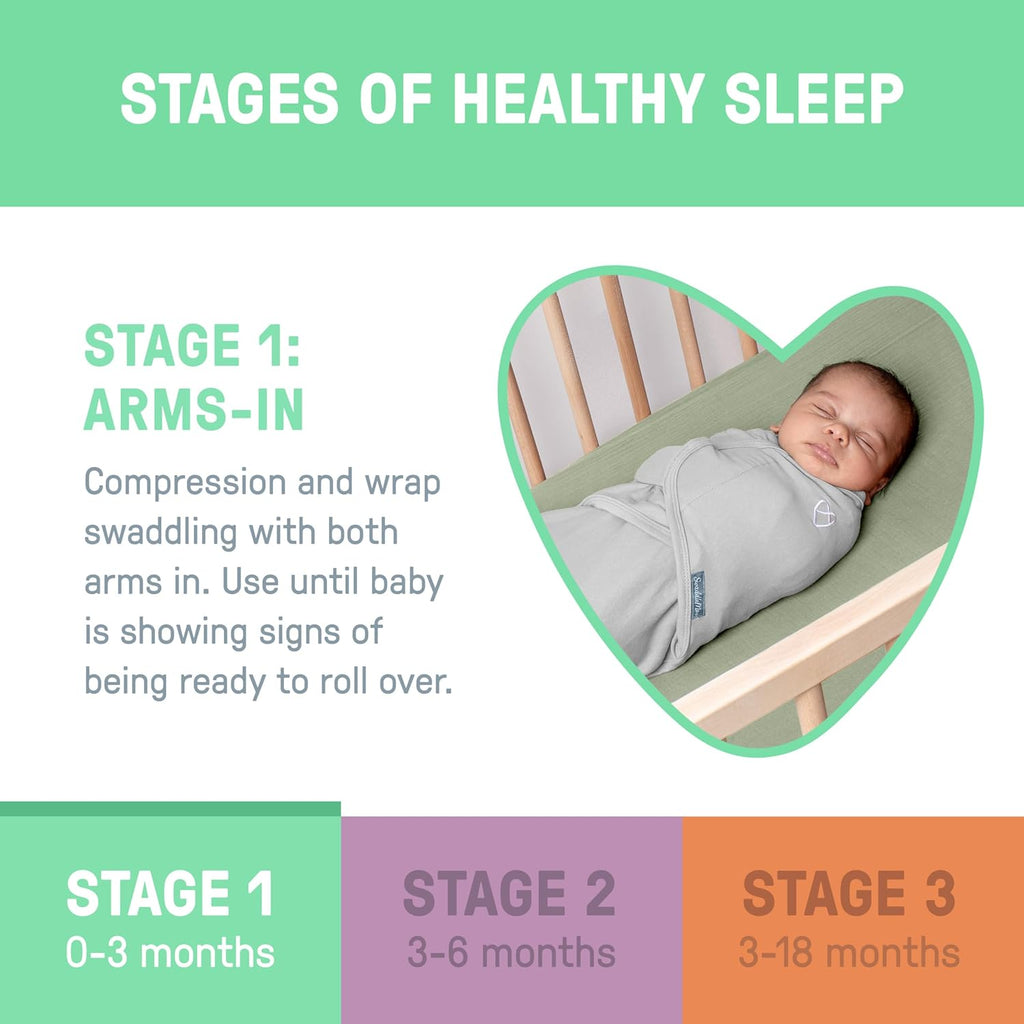 SwaddleMe by Ingenuity Baby Swaddle Blanket - 100% Cotton, Improves Sleep & Calms Reflex | 0-3 Months, 2-Pack - Tropical Dino