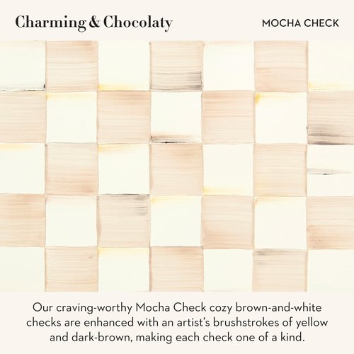 MACKENZIE-CHILDS Enamel Utensil Holder, Kitchen Utensil Holder for Countertop, Brown-and-White Mocha Check