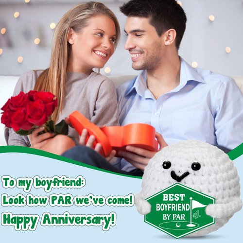 XgiftCreat Gifts for Boyfriend Birthday Anniversary - Funny Easter Basket Stuffers Fathers Father's Day Christmas Crochet Golf Gifts for Boyfriend BF Him Man Fiance Romantic Long Distance Gift