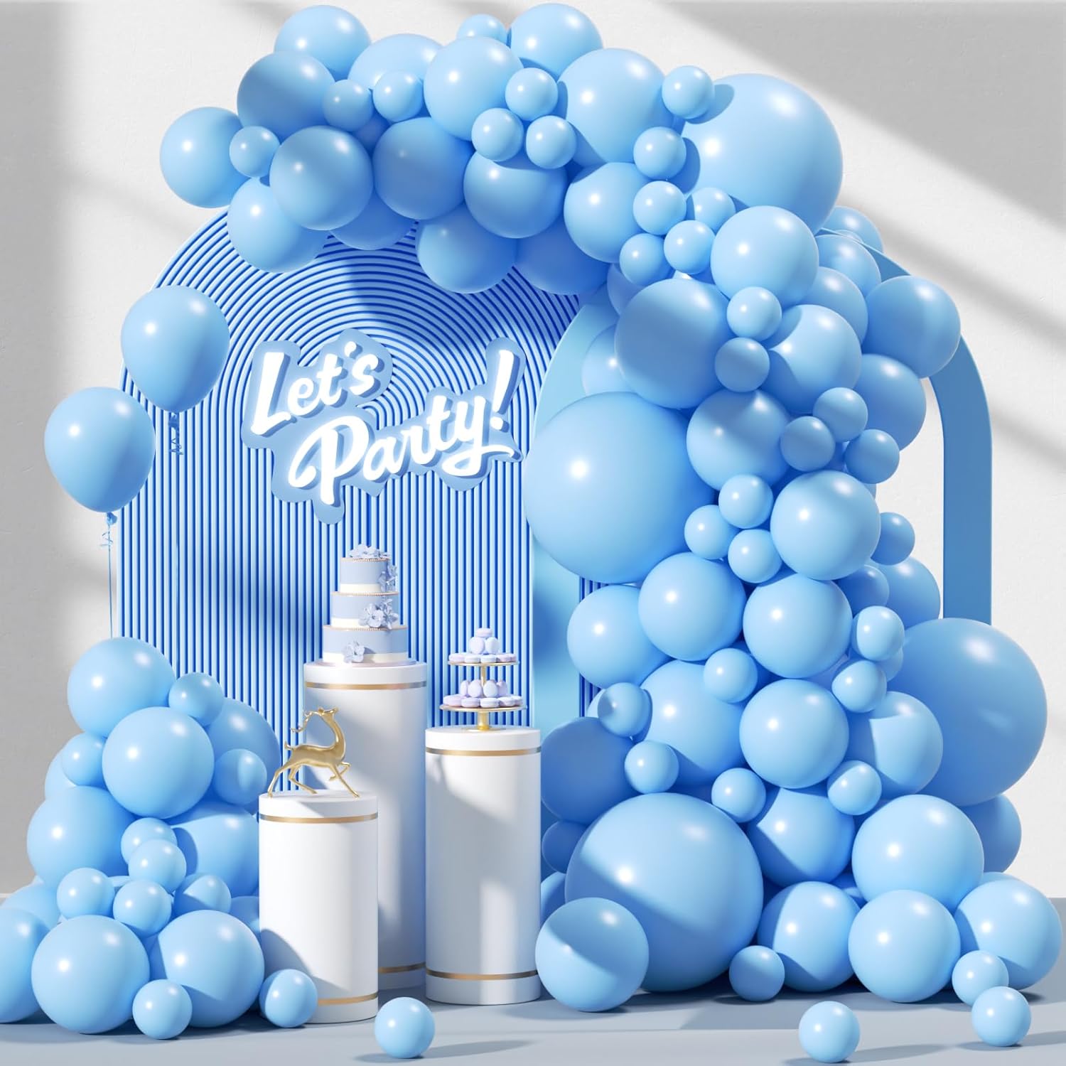 Awenztech Balloon Arch Kit - 120pcs Light Blue Latex Balloons in Various Sizes for Celebrations