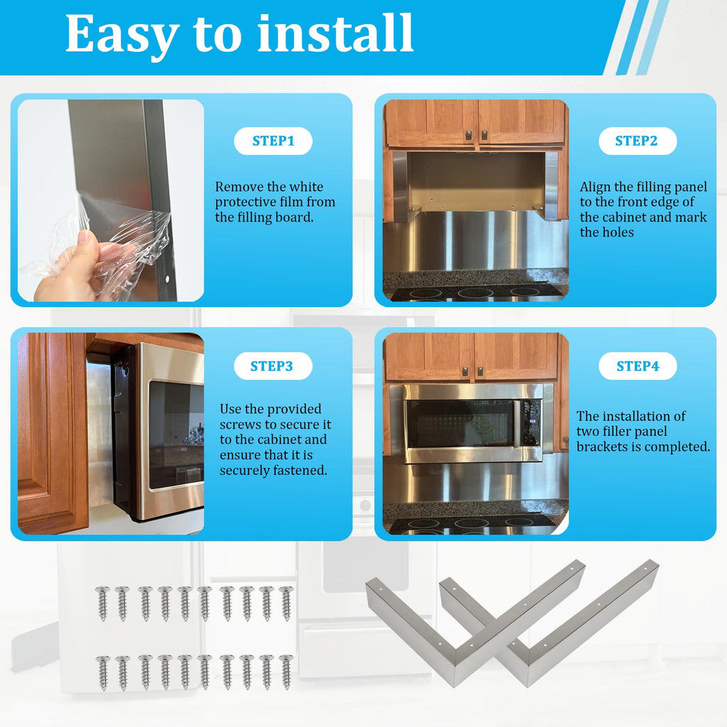 8171339 Microwave Filler Kit 15.75 L x 10.9 W x 3 H Gap Cover for Over-the-Range Ovens Anti-Rust & Durable Replaces Whirlpool GE LG Microwave Trim Kit