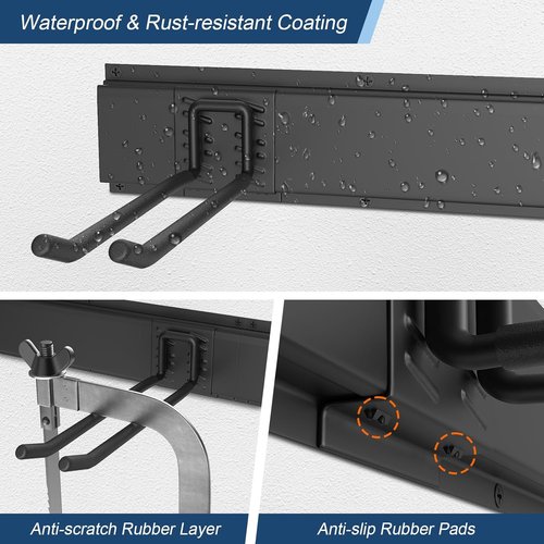 Housolution Heavy-Duty Garage Wall Organizer - 96 Inch Tool Storage System with 12 Adjustable Hooks