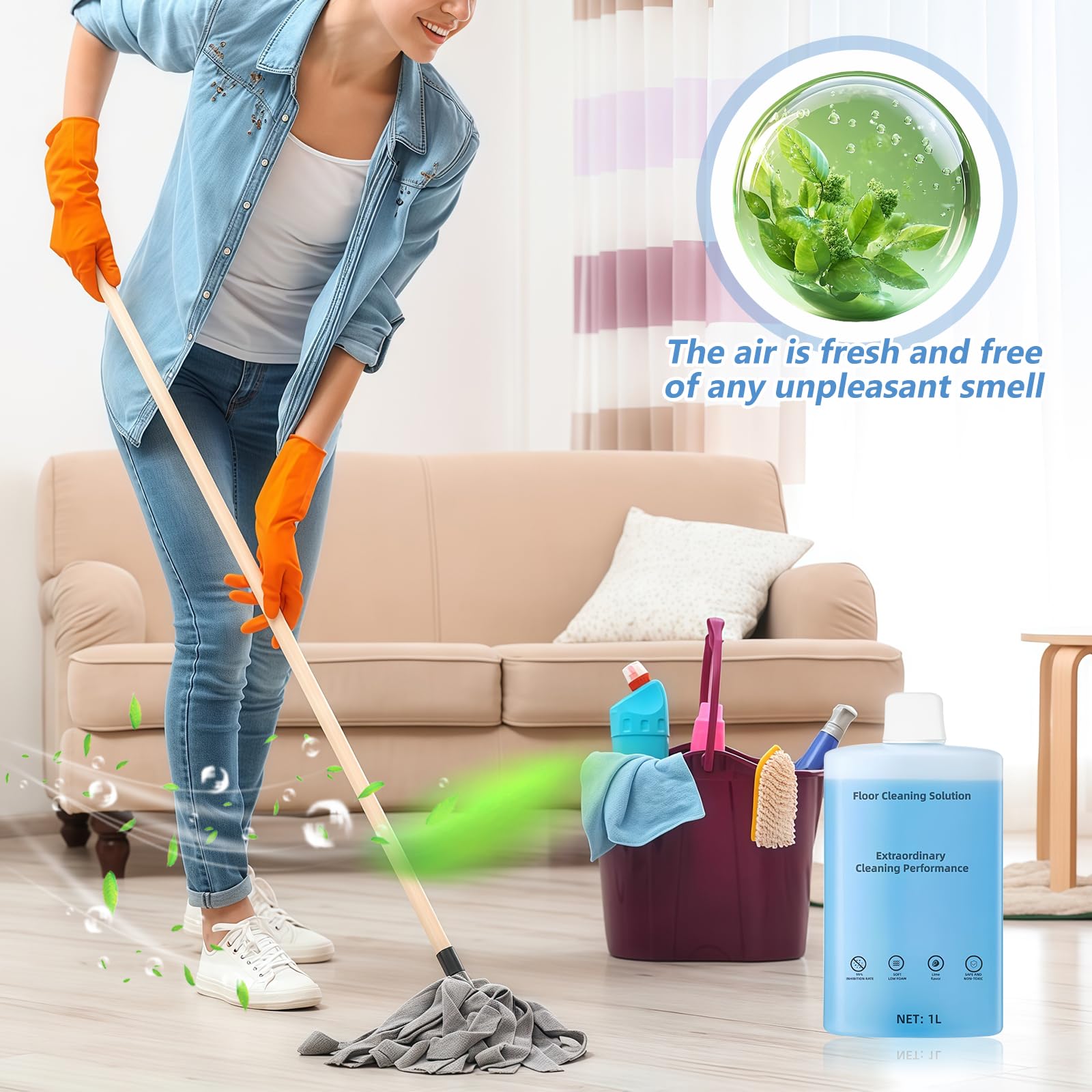 Floor Cleaning Solution Compatible With Roborock Robot Vacuum And Mop Cleaner， Deep Cleans For Multiple Hard Floors, for Robot & Wet Dry Vacuums Mopping Floor Cleaners Solution , 33.8 Fl. OZ(1 Bottle)