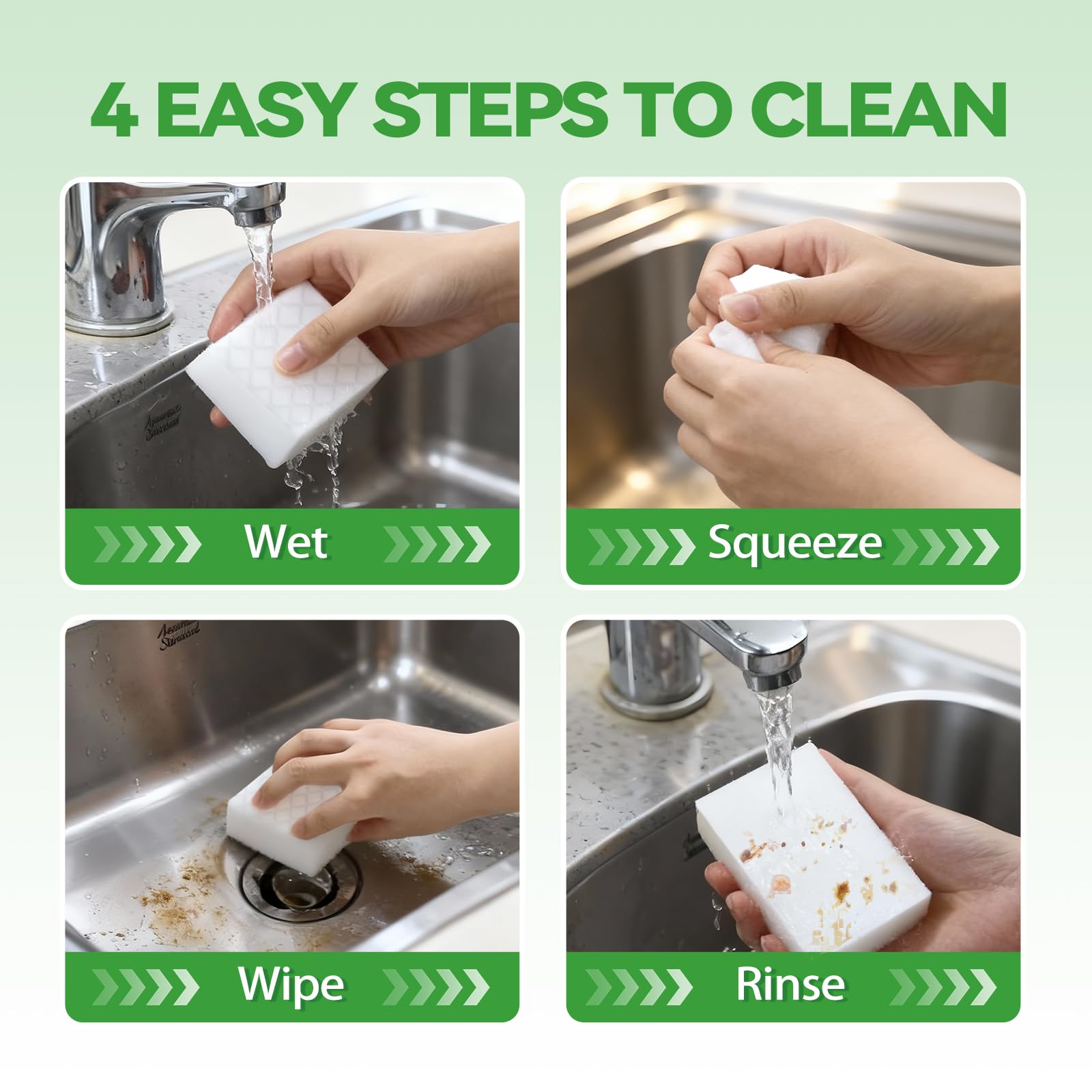 YDN Clean Magic Eraser Sponge 2X Density, Multi-Purpose Long Lasting Melamine Sponge, Water-Activated Cleaning Sponge Eraser for Kitchen, Bathroom, Wall, Shoes & Car, Extra Durable, Non-Scratch (10)