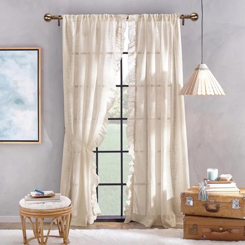 WORLD RODS Brass Curtain Rods for Windows 18 to 88 inches, 1 Inch Modern Metal Drapery Rods, Adjustable Heavy Duty Curtain Pole with Round Finials(18"-88"Antique Brass)
