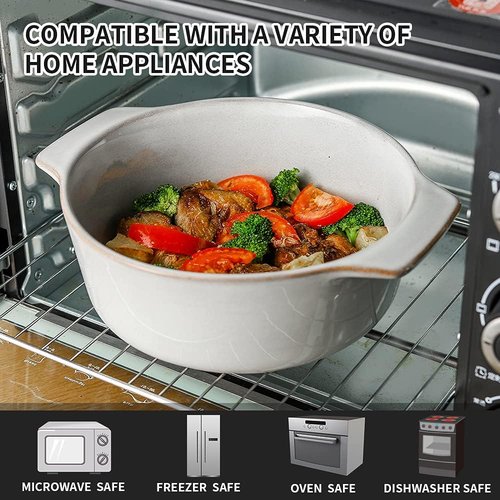 KOOV Ceramic Casserole Dish - 2 Quart Oven Safe Baking Dish with Lid | 9-Inch Round Cookware Set