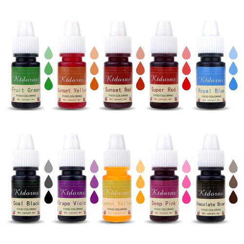 Food Coloring Variety Kit by [Brand Name] - 10 Vibrant Liquid Colors for Baking, Decorating & Slime | 0.25 fl. oz. Bottles