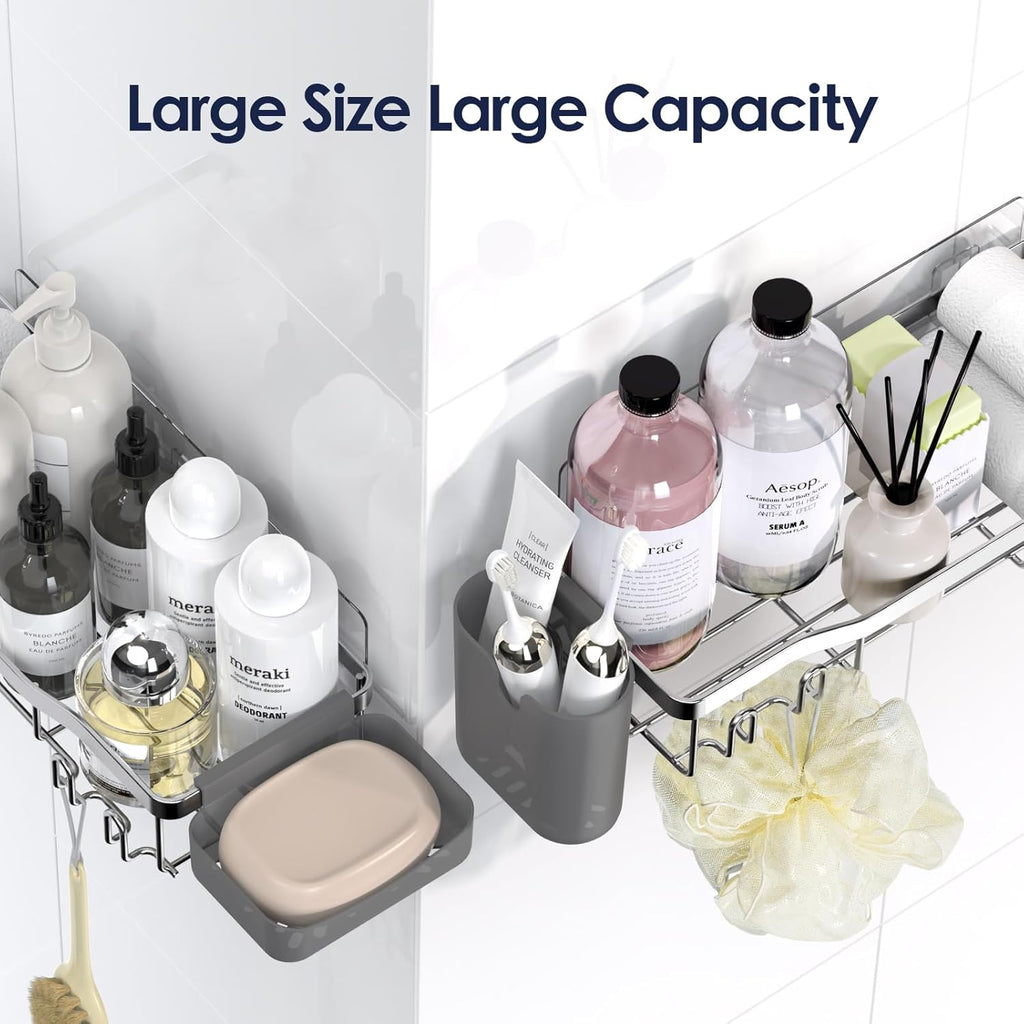 NESOMI Shower Caddy - Rustproof Stainless Steel Organizer with Large Capacity | 8-Pack No-Drill Storage Accessories