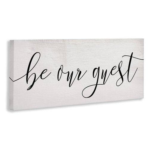Stupell Industries Be Our Guest Script White Wood Look Typography, Design by Daphne Polselli Wall Art, 17 x 40