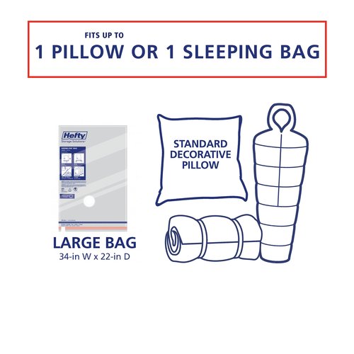 Hefty Vacuum Bags for Clothes 4 Pack, Space Saving Large Vacuum Storage Bags (34 X 22 Inches) Compression Seal for Bedding, Travel Pump Included (4 Large Heavy Duty)