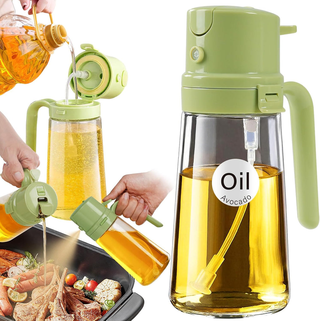 YARRAMATE Oil Sprayer - 16oz Easy Refillable Glass Dispenser for Cooking | Food-Grade Design (Green)