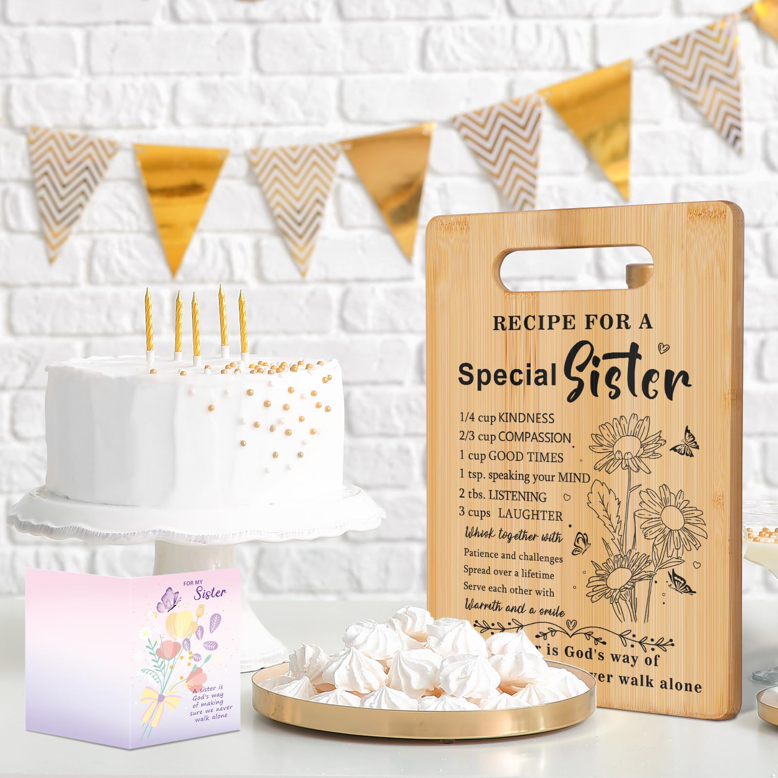 Gifts for Sister, Sister Birthday Gifts from Sisters - Unique Engraved Cutting Board Set Decorations Present, Best Friendship Soul Gifts for Women Bestie Friend