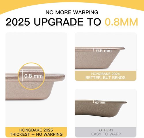 HONGBAKE Nonstick Baking Sheet Pan Set - Heavy Duty Cookie Trays in Champagne Gold | 3 Sizes Included