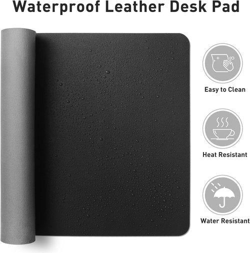 Aothia Desk Pad Protector - Non-Slip Waterproof PU Leather for Office & Home | 23.6" x 13.7", Black