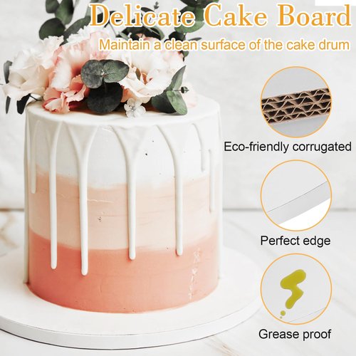 6 PCS Cake Drums 16 Inch, 16inch Drum, Cake Boards 16 Inch Round, 1/2" Thick Cardboard, Sturdy Circle, Base para Pastel Cardboard Base White Cake Boards for Wedding