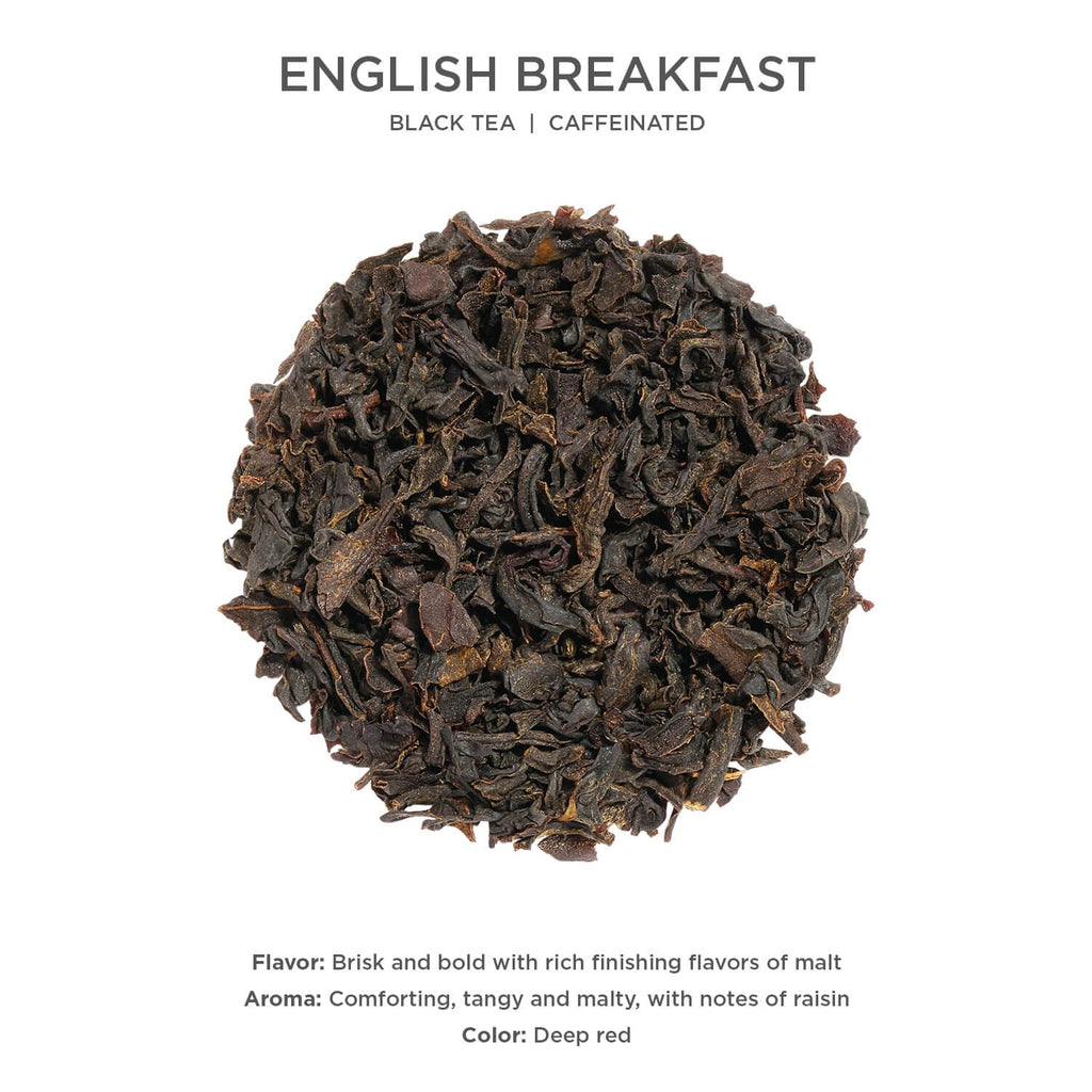 Tea Forte English Breakfast Premium Caffeinated Black Tea Blend Event Box, Bulk Pack 40 Count, 10 per tray Individually Wrapped Handcrafted Pyramid Infusers