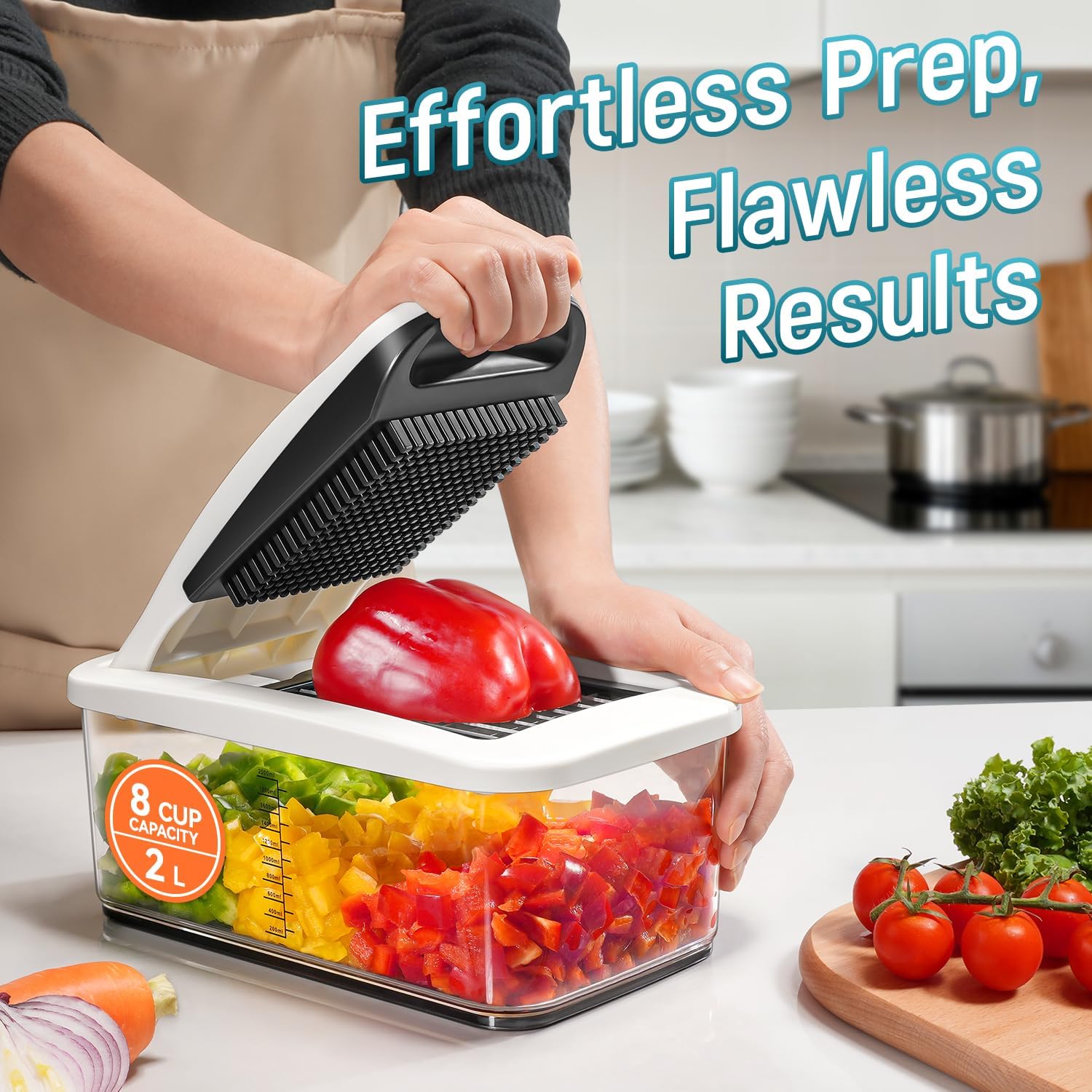 Sopito Vegetable Chopper - Multifunctional Mandoline Slicer with 6 Blades & Container for Easy Food Prep