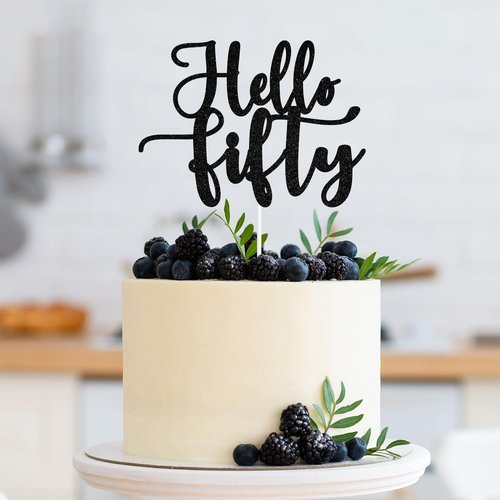 Hello Fifty | 50 & Fabulous Cake Topper - Celebrate 50 Years with Stylish Party Decorations