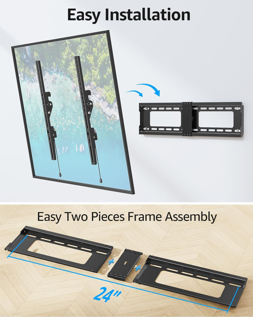 MOUNTUP Tilting TV Wall Mount Bracket - Fits 37-82 Inch Flat Screen/Curved TVs | Max VESA 600x400mm, 132 lbs Capacity