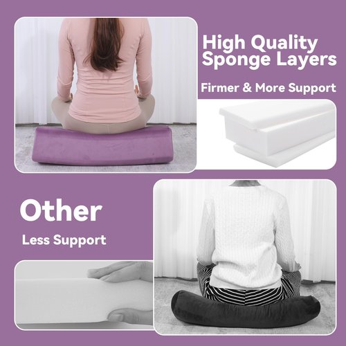 MABOZOO Yoga Bolster Set, Velvet Cover High Density Foam Pillows for Restorative Yoga and Meditation, Rectangular and Cylinder Bolster Pillow Meditation Cushion Pillow For Women Leg